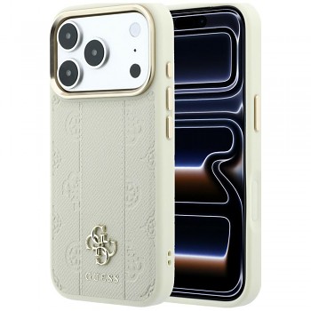 Kryt Guess Leather Stripe Peony 4G MagSafe GUHMP18X6PGSU4EE pro iPhone 18 Pro Max / iPhone 17 Pro Max béžový