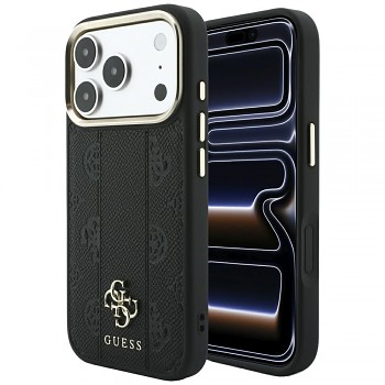 Kryt Guess Leather Stripe Peony 4G MagSafe GUHMP18L6PGSU4EK pro iPhone 18 Pro / iPhone 17 Pro černý