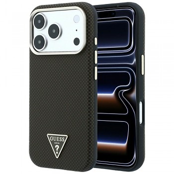Guess Kevlar Triangle Logo MagSafe GUHMP18L6PWKSGTW kryt pro iPhone 18 Pro / iPhone 17 Pro hnědý