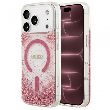 Kryt Guess Resin Bottom Glitter MagSafe GUHMP18XRGRGEP na iPhone 18 Pro Max / iPhone 17 Pro Max růžový