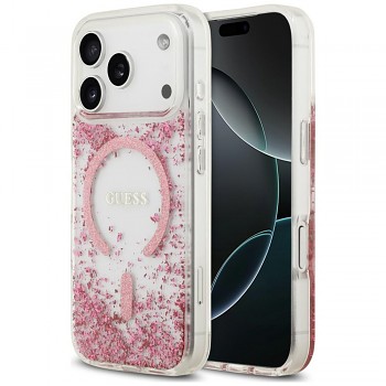 Guess Resin Bottom Glitter MagSafe GUHMP18LRGRGEP kryt pro iPhone 18 Pro / iPhone 17 Pro růžový