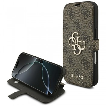 Guess Book 4G Metal Logo GUBKP18X4GMGBR pouzdro pro iPhone 18 Pro Max / iPhone 17 Pro Max hnědé