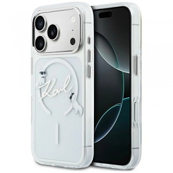 Karl Lagerfeld IML Choupette and Karl Script Logo MagSafe KLHMP18L5HKSCAH kryt pro iPhone 18 Pro / iPhone 17 Pro průhledný