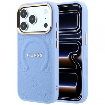 Guess Saffiano Peony & Ring MagSafe GUHMP18XPSAMSECB kryt pro iPhone 18 Pro Max / iPhone 17 Pro Max světle modrý