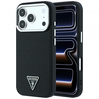 Guess Grained Triangle Logo MagSafe GUHMP18LPGSMTLSK kryt pro iPhone 18 Pro / iPhone 17 Pro černý