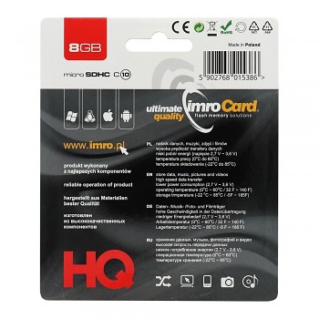 IMRO paměťová karta microSDHC 8GB Class 10 UHS-I 100MB/s