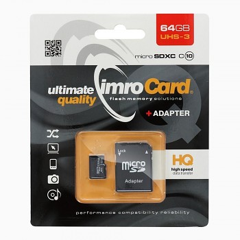 Paměťová karta IMRO microSDXC 64GB 100MB/s Class 10 UHS-3 s SD adaptérem