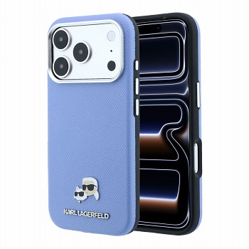 Karl Lagerfeld PU Grained Semi Wrap K&CH Heads Magsafe Zadní Kryt pro iPhone 18 Pro Max Blue