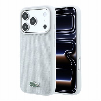 Lacoste PVC Iconic Petit Pique Metal Logo MagSafe Zadní Kryt pro iPhone 18 Pro Max Light Grey