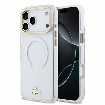 Lacoste IML Shockproof Petit Pique Gold Logo MagSafe Zadní Kryt pro iPhone 18 Pro Max Transparent