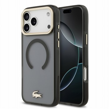 Lacoste IML Shockproof Petit Pique Gold Logo MagSafe Zadní Kryt pro iPhone 18 Pro Max Black