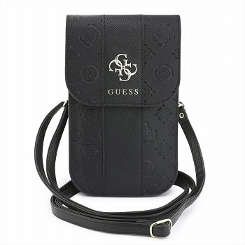 Guess PU 4G Peony Stripe Metal Logo taška na telefon černá