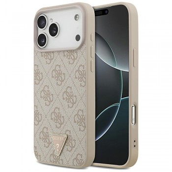 Kryt Guess Leather 4G Triangle Strass MagSafe GUHMP18XP4TDPP na iPhone 18 Pro Max / iPhone 17 Pro Max růžový