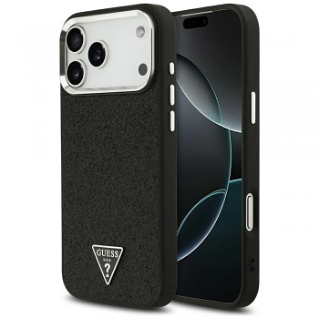 Guess Glitter Triangle Logo MagSafe GUHMP18XPFGTSCMK kryt pro iPhone 18 Pro Max / iPhone 17 Pro Max černý