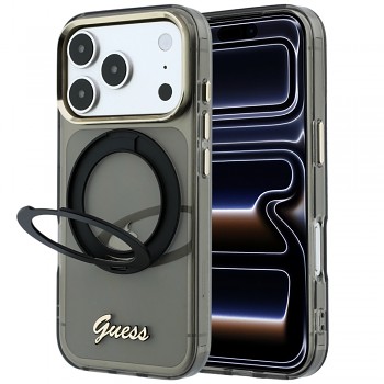 Guess Ring Stand Script Metal Logo MagSafe GUHMP18L6HCCMSK kryt pro iPhone 18 Pro / iPhone 17 Pro černý