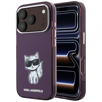 Karl Lagerfeld HC MagSafe IML Choupette Body Sketch Print KLHMP18L6HCIKDR kryt pro iPhone 18 Pro / iPhone 17 Pro vínový