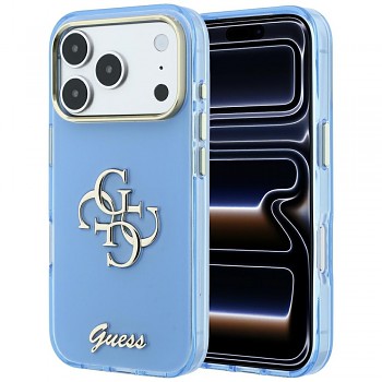Guess IML 4G Metal Script GUHCP18L5HC4MLSL kryt pro iPhone 18 Pro / iPhone 17 Pro světle modrý