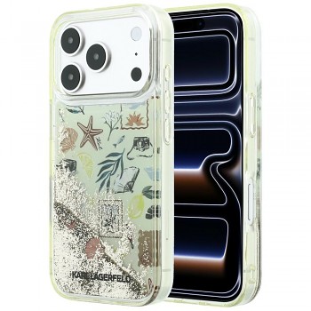 Karl Lagerfeld Hardcase Liquid Glitter Beach and Sand KLHCP18X6LCSPCE kryt pro iPhone 18 Pro Max / iPhone 17 Pro Max béžový