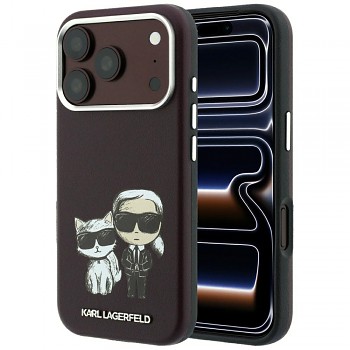 Karl Lagerfeld HC MagSafe SW Smooth Leather KC Bodies Sketch KLHMP18L6PWKCIDR kryt pro iPhone 18 Pro / iPhone 17 Pro vínový