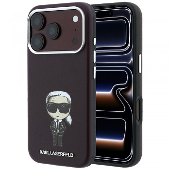 Karl Lagerfeld Hardcase MagSafe SW Smooth Leather Ikonik Sketch KLHMP18L6PWKIKDR kryt pro iPhone 18 Pro / iPhone 17 Pro vínový