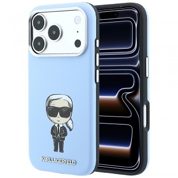 Karl Lagerfeld Hardcase MagSafe SW Smooth Leather Ikonik Sketch kryt pro iPhone 18 Pro / iPhone 17 Pro KLHMP18L6PWKIKDB modrý