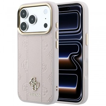 Guess Leather Stripe Peony 4G MagSafe GUHMP18X6PGSU4EP kryt pro iPhone 18 Pro / iPhone 17 Pro růžový
