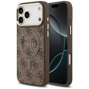 Guess 4G Embossed Ring Classic Logo MagSafe kryt GUHMP18LP4MSEGW pro iPhone 18 Pro / iPhone 17 Pro hnědý