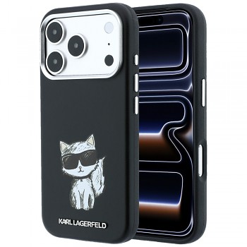 Karl Lagerfeld Smooth Leather Choupette Sketch MagSafe KLHMP18L6PWCIKDK kryt pro iPhone 18 Pro / iPhone 17 Pro černý