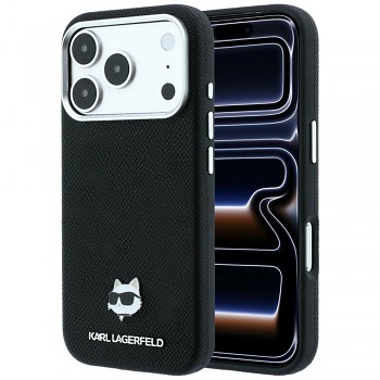 Karl Lagerfeld Grained Leather Choupette Head MagSafe KLHMP18L6PSCHLK kryt pro iPhone 18 Pro / iPhone 17 Pro černý