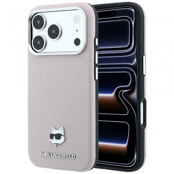 Karl Lagerfeld Grained Leather Choupette Head MagSafe KLHMP18L6PSCHLP kryt pro iPhone 18 Pro / iPhone 17 Pro růžový