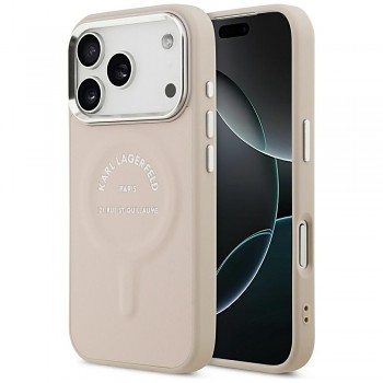 Karl Lagerfeld Leather Ring Karl RSG Logo MagSafe KLHMP18XPSKRSGEP kryt pro iPhone 18 Pro Max / iPhone 17 Pro Max růžový