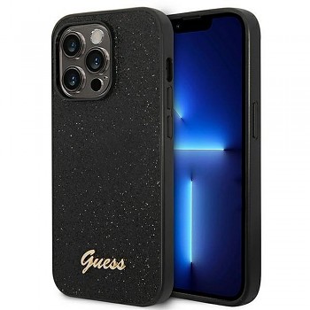 Guess Glitter Flakes Script Metal Logo GUHCP14LHGGSHK kryt pro iPhone 14 Pro černý