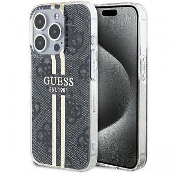 Guess 4G Gold Stripe kryt pro iPhone 15 Pro GUHCP15LH4PSEGK černý