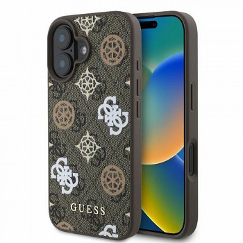 Guess Peony On 4G Background MagSafe kryt pro iPhone 16 GUHMP16SP4PWPW hnědý