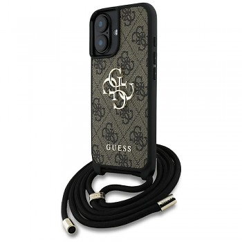Guess 4G Big Logo Cord Strap zadní kryt pro iPhone 16 GUHCP16SP4GMGCRW hnědý