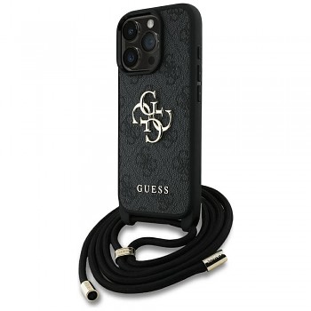 Guess 4G Big Logo Cord Strap kryt pro iPhone 16 Pro Max GUHCP16XP4GMGCRK černý