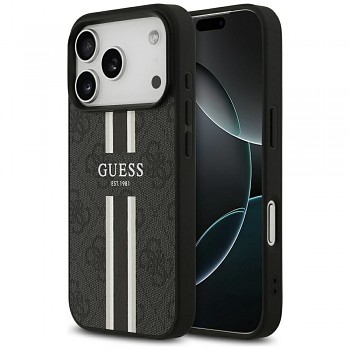 Guess 4G Printed Stripes MagSafe kryt pro iPhone 17 Pro GUHMP17LP4RPSK černý