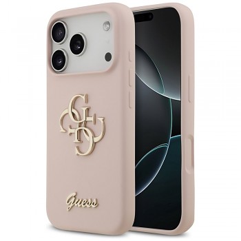Kryt Guess Silicone Big 4G Script GUHCP17LSC4GSMP pro iPhone 17 Pro růžový