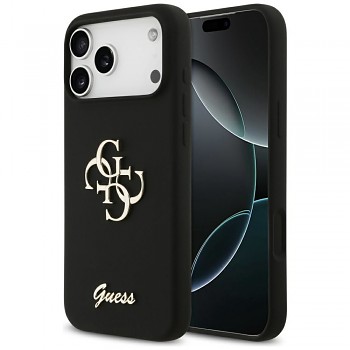 Guess Silicone Big 4G Script kryt pro iPhone 17 Pro Max GUHCP17XSC4GSMK černý