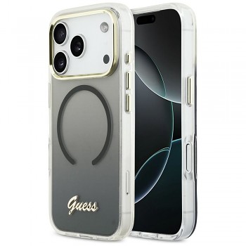 Kryt Guess IML Gradient Script Metal MagSafe pro iPhone 17 Pro GUHMP17L5HTGMCSK černý