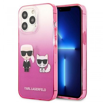 Karl Lagerfeld K Choupette Centered KLHCP13LTGKCP kryt pro iPhone 13 Pro přechodová růžová
