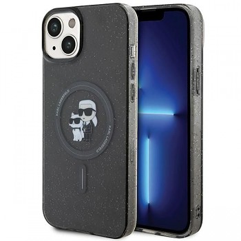 Karl Lagerfeld Glitter MAG kryt pro iPhone 15 KLHMP15SHGKCNOK černý