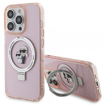 Karl Lagerfeld kryt pro iPhone 15 Pro MagSafe Ringstand KC KLHMP15LHMRSKCP růžový