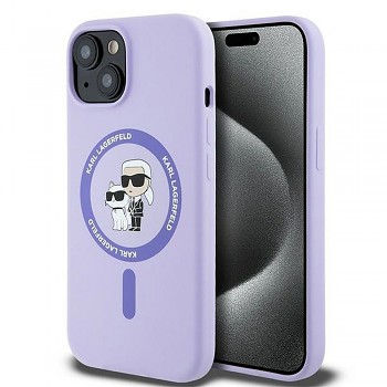 Karl Lagerfeld Silicone Karl & Choupette Ring MagSafe kryt pro iPhone 15 fialový KLHMP15SSCMKCRHU
