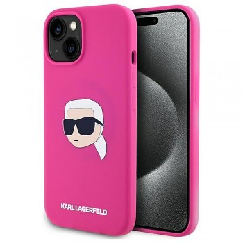 Karl Lagerfeld Silicone Karl Head MagSafe kryt pro iPhone 15 KLHMP15SSKHPPLF fuchsiový
