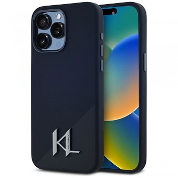 Karl Lagerfeld kryt pro iPhone 15 Pro Max MagSafe Silicone Initial Metal Logo KLHMP15XSCMKMPCK černý