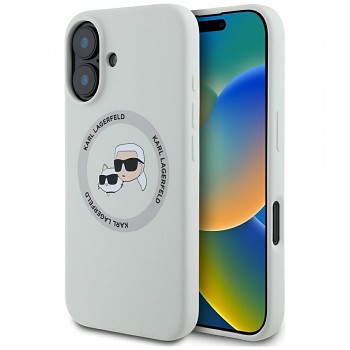 Karl Lagerfeld Silicone Double Heads And Circle MagSafe kryt pro iPhone 16 KLHMP16SSKCHTCE béžový