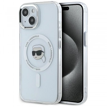Karl Lagerfeld IML Metal K Head MagSafe kryt pro iPhone 15 KLHMP15SHLSKIH bílý
