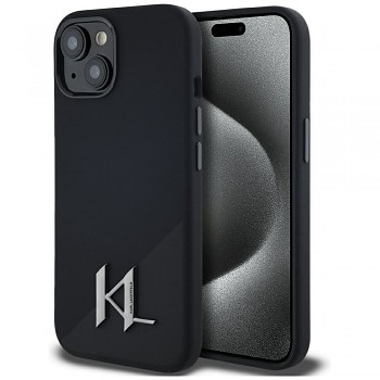 Karl Lagerfeld Silicone Shadow Metal Initial MagSafe kryt pro iPhone 15 KLHMP15SSCMKMPCK černý