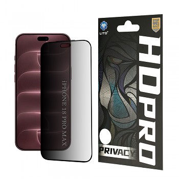 Lito HD Pro Privacy tvrzené sklo pro iPhone 18 Pro Max černé